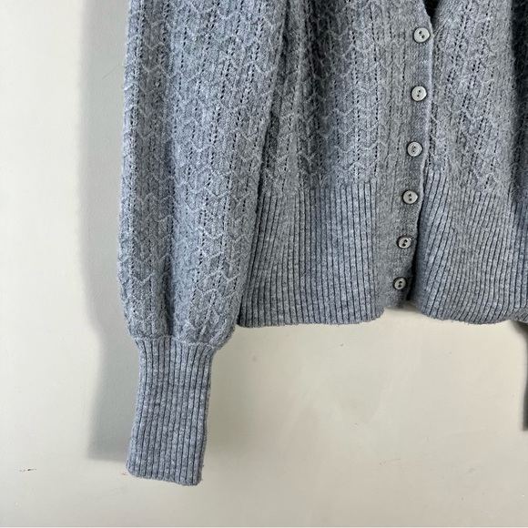 Emproved Puff-sleeve Cardigan Style A2212 In Dove Grey Size Small - Picture 8 of 15
